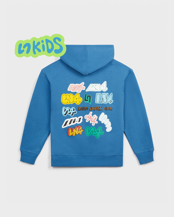 KIDS STICKER HOODIE - BLUE
