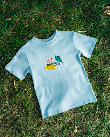 KIDS STICKER TEE - SKY BLUE