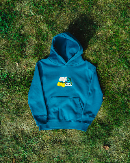 KIDS STICKER HOODIE - BLUE